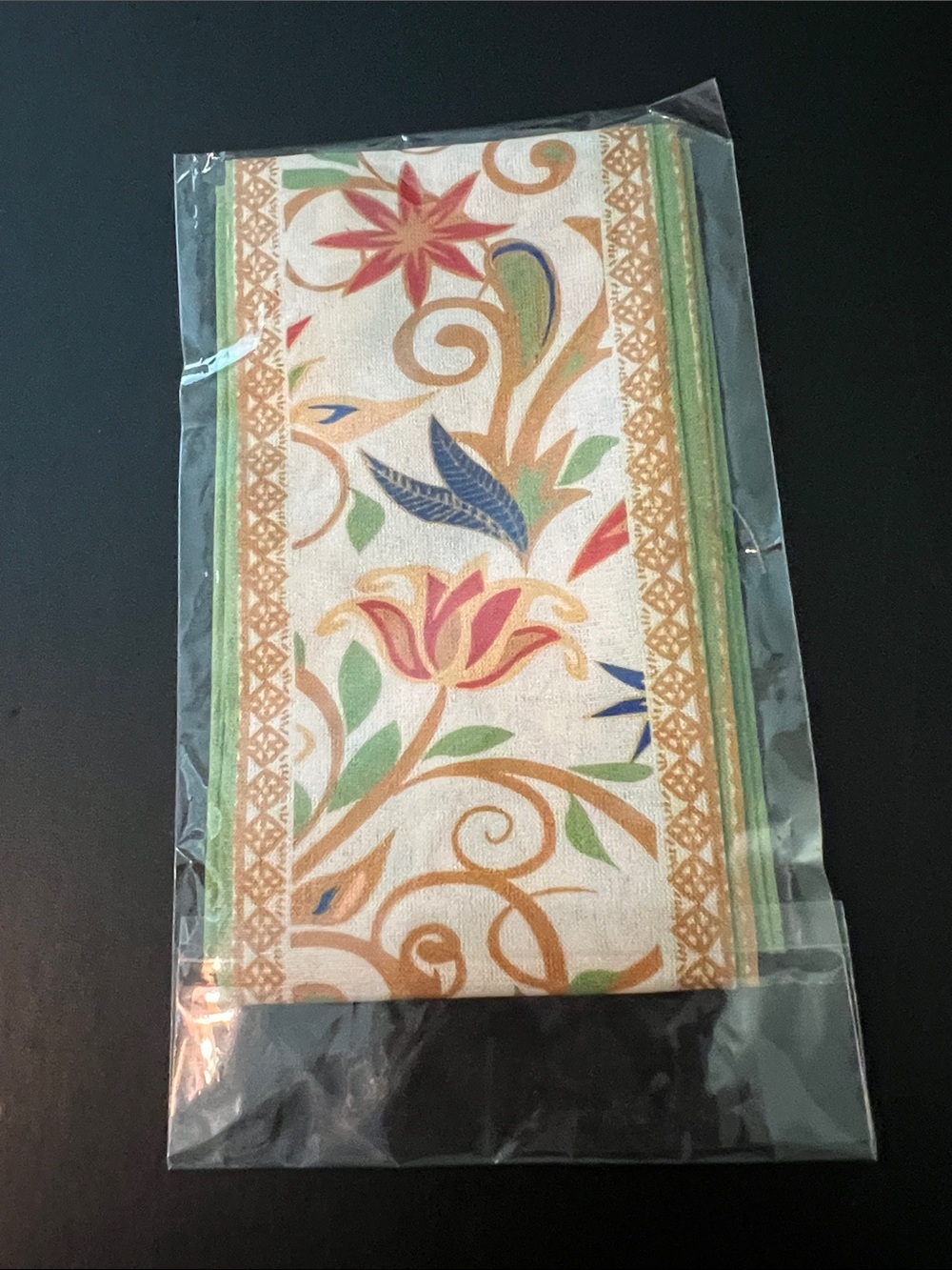 Floral Skinny Scarf 32” | Multicolor Neck, Hair & Handbag Accessory - Picture 4 of 5